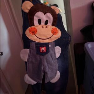Cute Monkey Denim Overalls